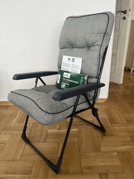 Fotel ogrodowy leżak rozkładany NOWY szary antracyt