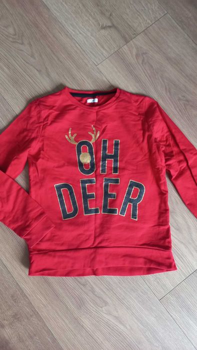 Bluza świąteczna Czerwona Oh deer święta renifer r.146