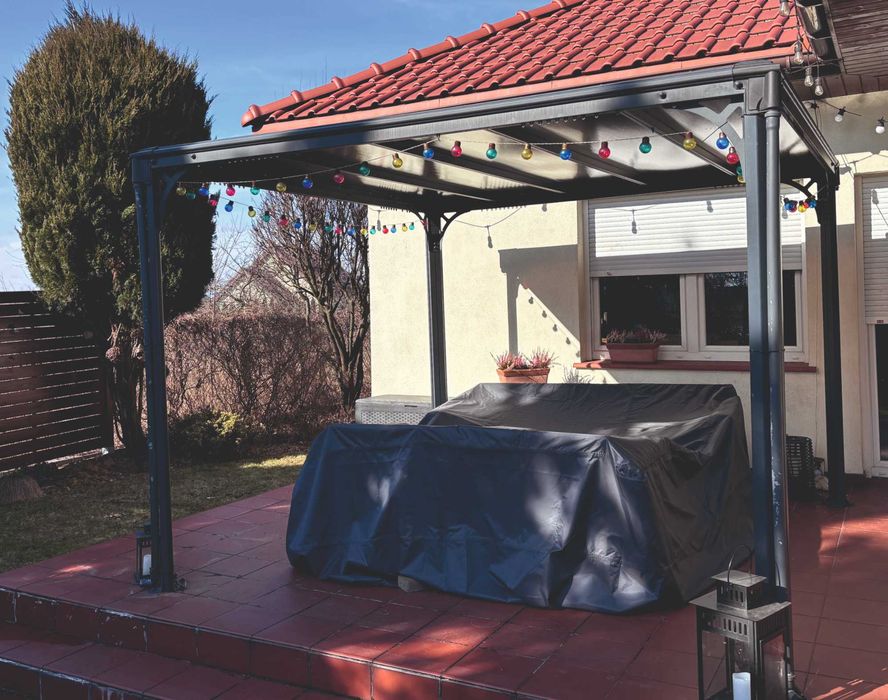 Zadaszenie  3x3m taras aluminiowe+poliwęglan + zasłona