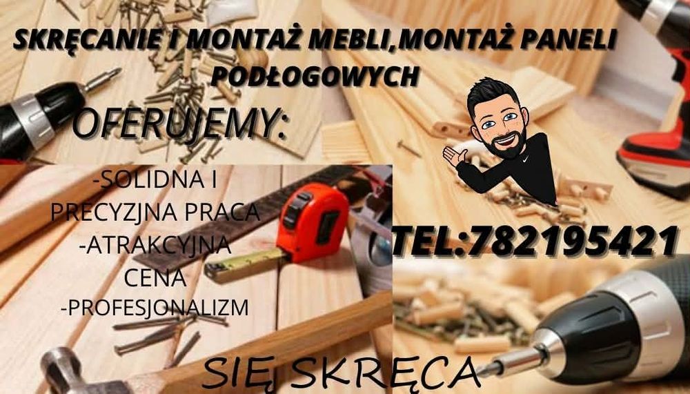 Skręcanie i montaż mebli. Montaż paneli podłogowych