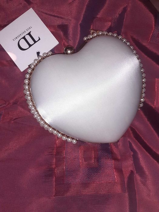 TRUE Decadence torebka wesele ślub perły, satyna serce