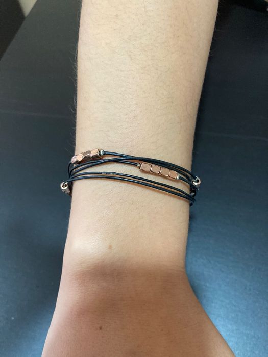 Pulseira Fossil em couro preto