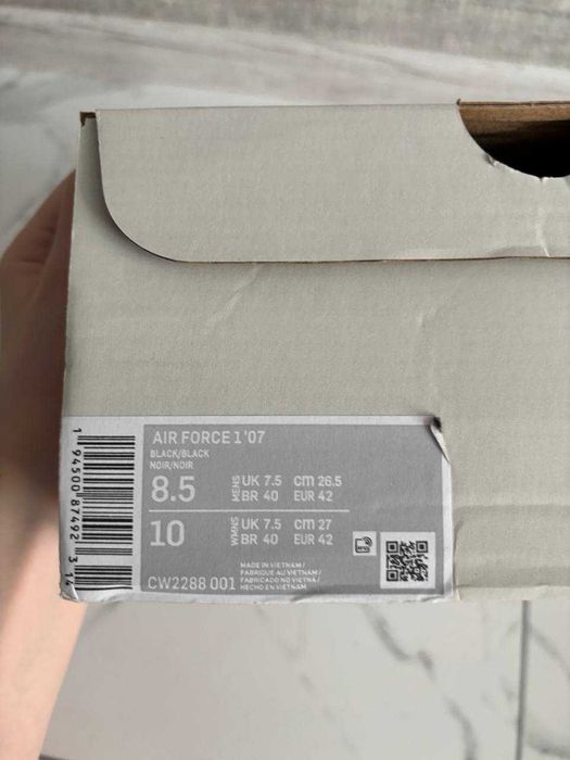 РОЗПРОДАЖ! Кросівки чоловічі Nike Air Force 1 Low 07 Black. Оригiнал. Усi розмiри