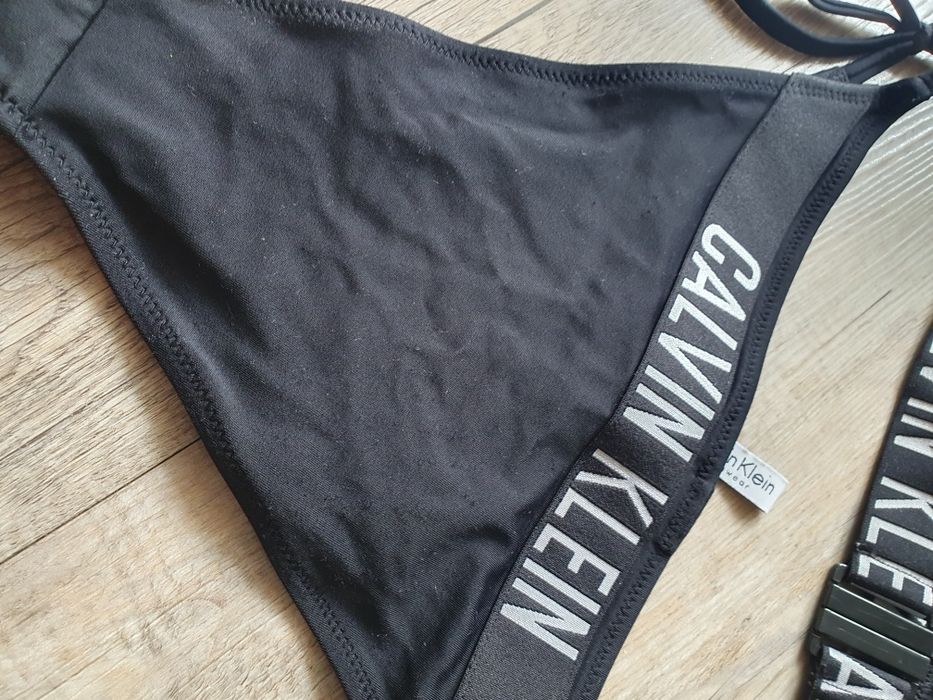 Strój kostium kąpielowy Calvin Klein r. S wiązany czarny oryginalny