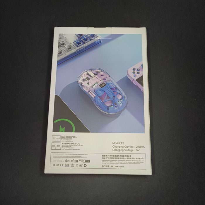 Rato Transparente RGB FreeWolf A2 PAW3212 com Display de bateria