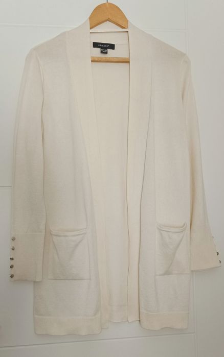 Długi sweter bez zapięcia/kardigan w kolorze śmietanki