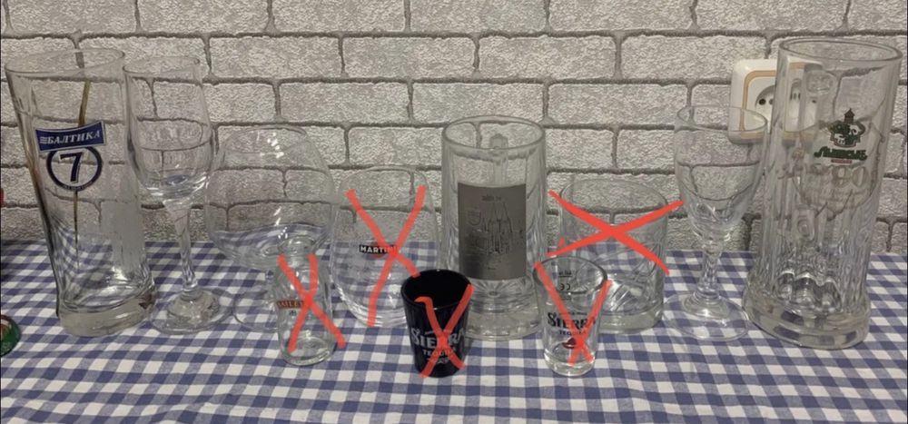 Бокалы разные, шоты