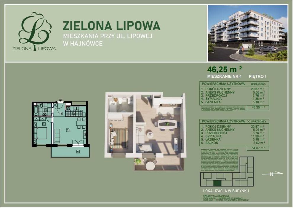 Sprzedam mieszkanie – ul. Lipowa | 46,25 m² | stan deweloperski Romar Budownictwo