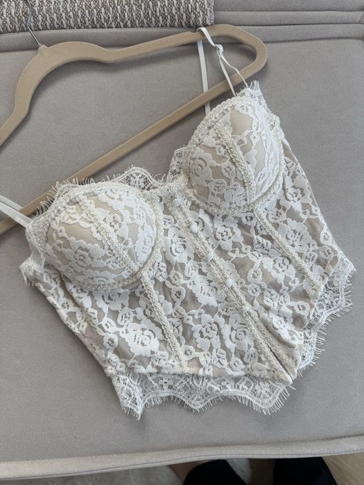 Gorset koronkowy / bustier ecru – rozmiar S