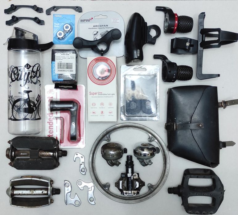 Запчасти и аксессуары на велосипед MTB, шоссе, дорожный