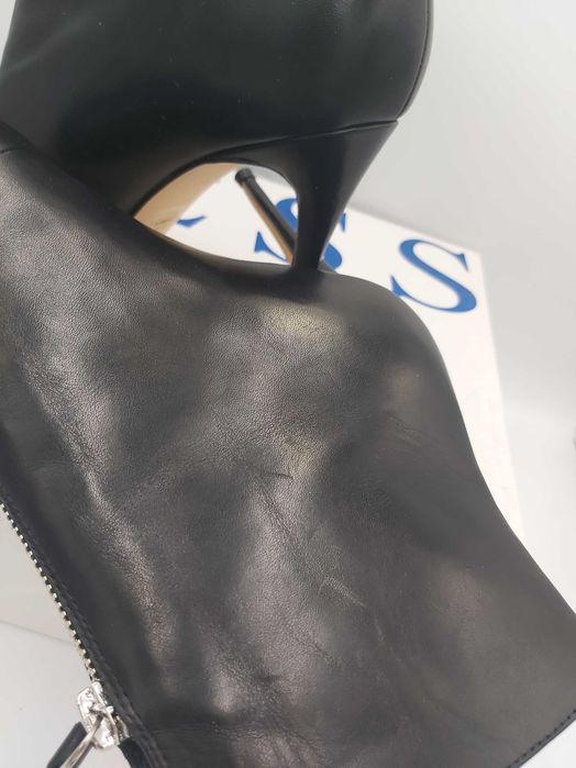 Nowe botki GUESS rozmiar 39 czarne skórzane szpilki suwak