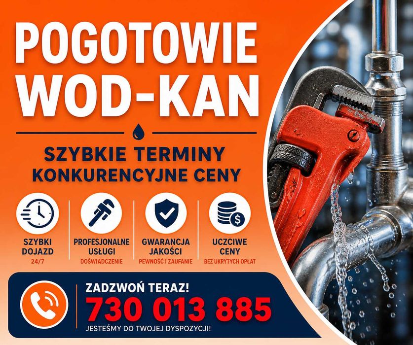 Pogotowie kanalizacyjne pomoc hydrauliczna 24/7 Śląsk TANIO