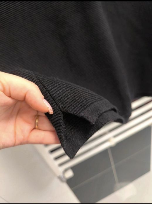 Dzianinowy czarny sweter mięsisty prążek Fiore r. S 36 wiskoza