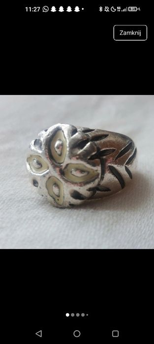 Unikatowy srebrny pierścionek sygnowany Audibert