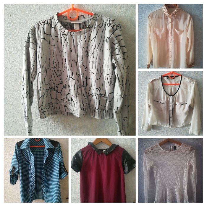 Одним лотом! Блузка рубашка кроп-топ джинсовая белая баска