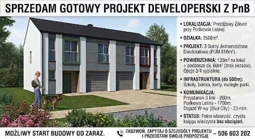 Sprzedam gotowy projekt deweloperski z pozwoleniem na budowę
