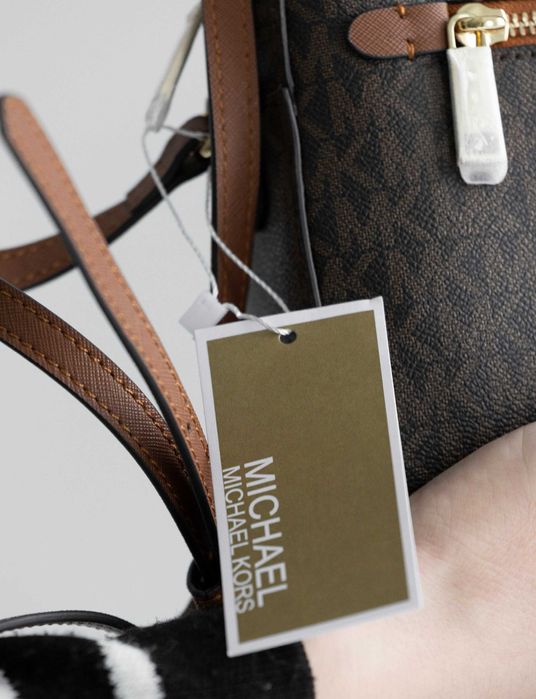 Сумка Michael Kors Jet Set logo brown Майкл Корз