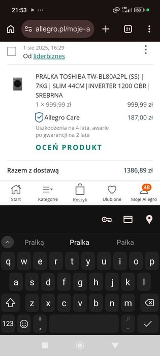 Pralka Toshiba 7KGSzara
