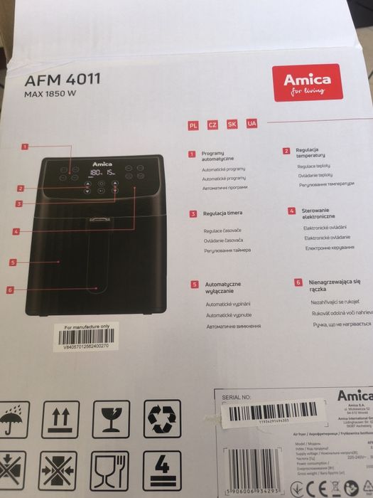 Nowy  air fryer Amica  beztłuszczowa