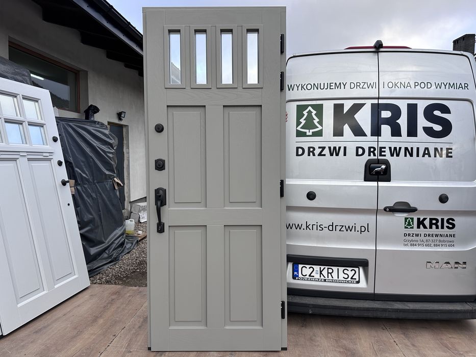 Drzwi zewnętrzne drewniane Amerykańske schlage czarna 98x238 nietypowe