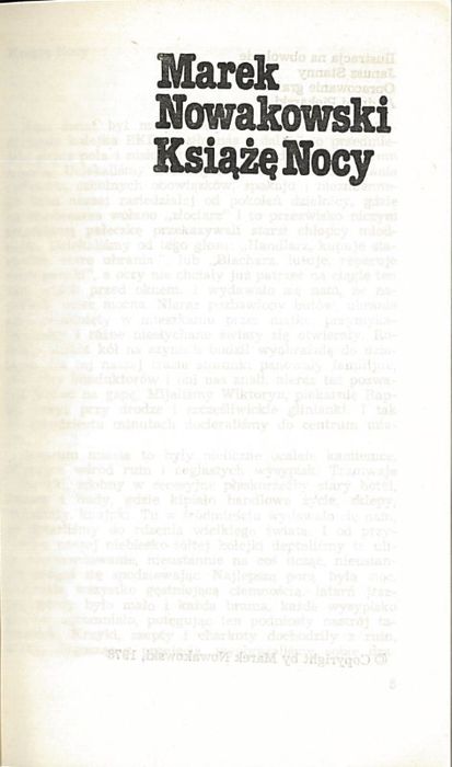 Książę Nocy, Marek Nowakowski