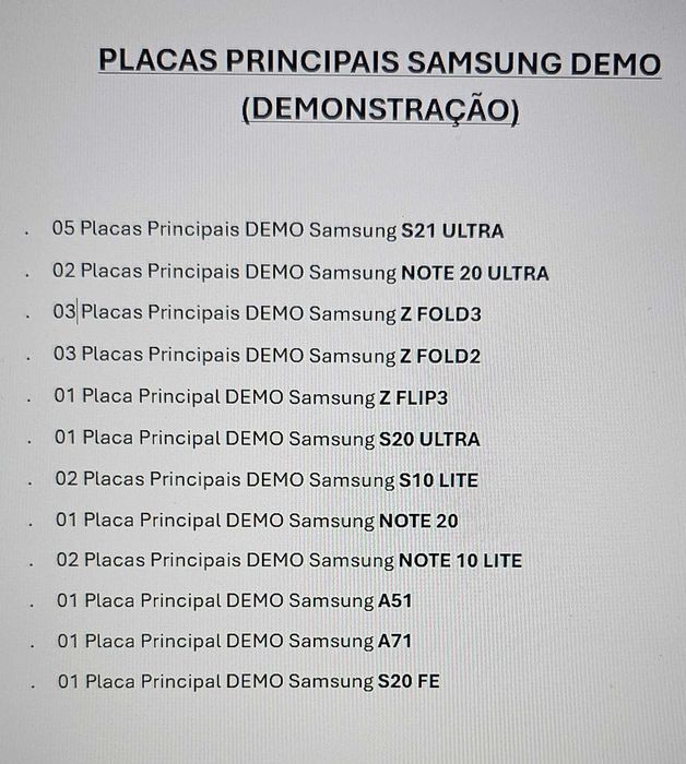 Samsung Placas Mãe Principais - DEMO