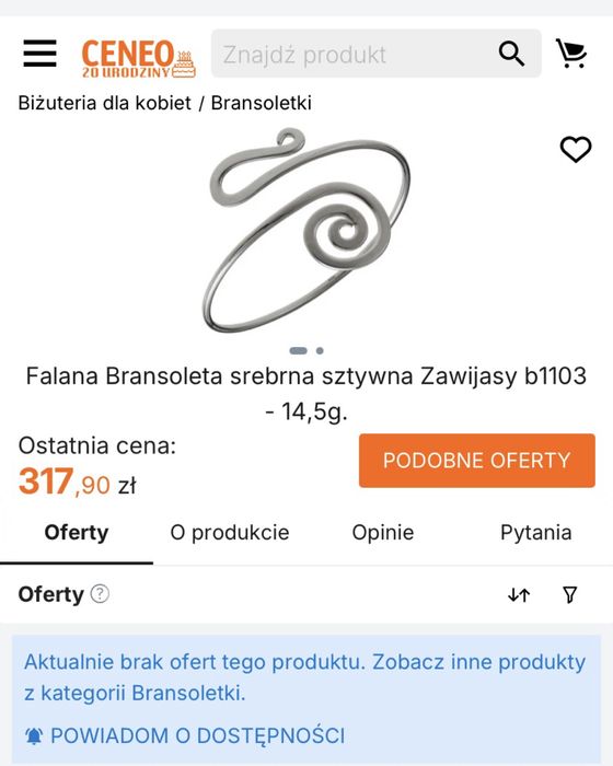 Bransoleta srebrna  - Zawijasy - próba 925