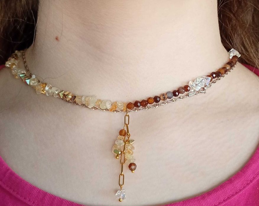 Naszyjnik choker i bransoletka naturalne kamienie