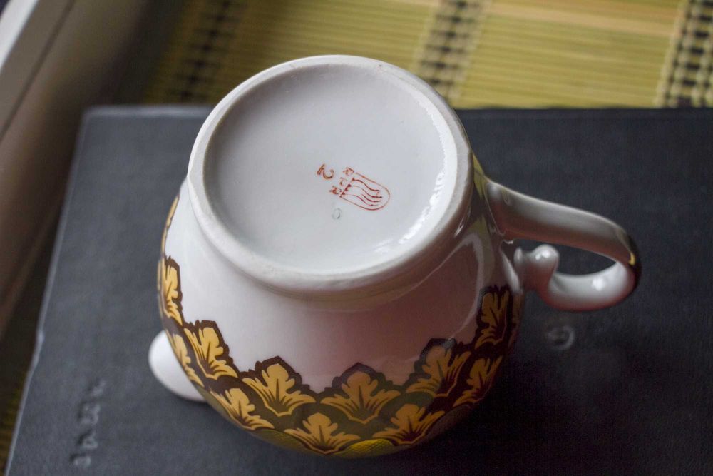 Чайная пара полонное, чашка Киев, молочник Рига, Довбыш,