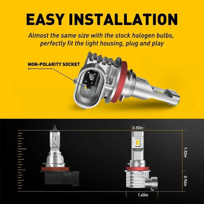 Лед Auxito LED H11 H9 H8 hb3 hb4  автолампы 12Vсветодиодные н11  лед