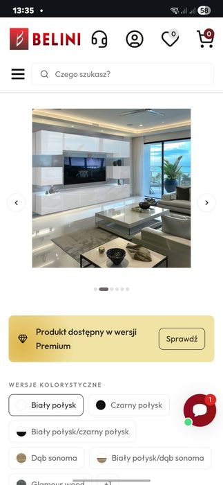 Meble rtv belini biały połysk