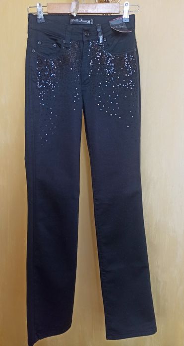 Джинси кльош з паєтками, чорні, нові, S, Туреччина.