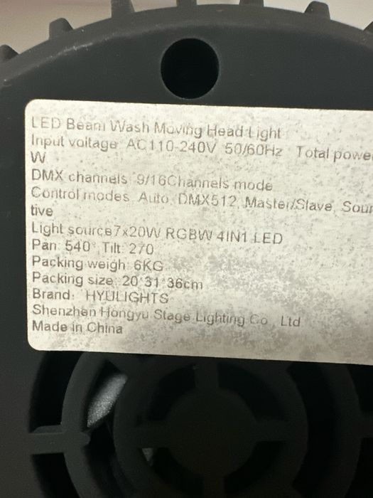 Продам рухома голова Led Wash 7x20w RGBW