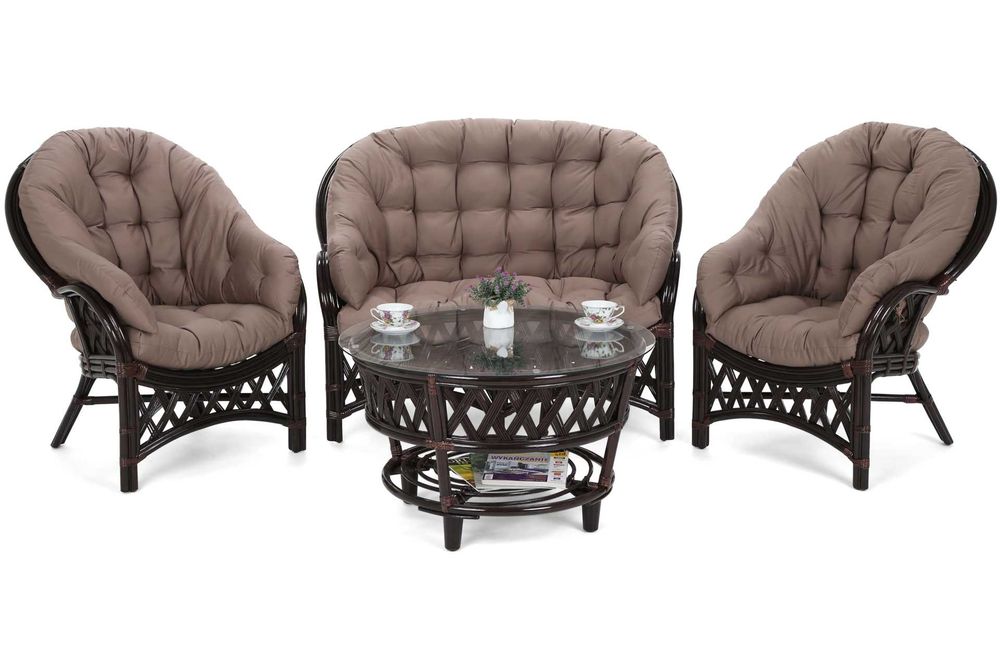 Meble ogrodowe rattanowe Diego Brown / Cappuccino 3+1