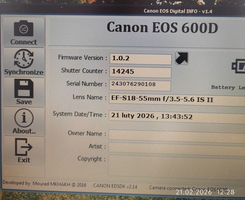 Aparat Canon Eos 600D +zestaw