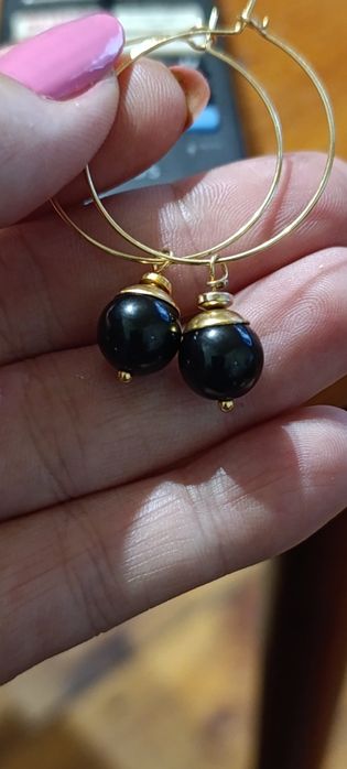 Kolczyki z obsydianu,nowe bez metki