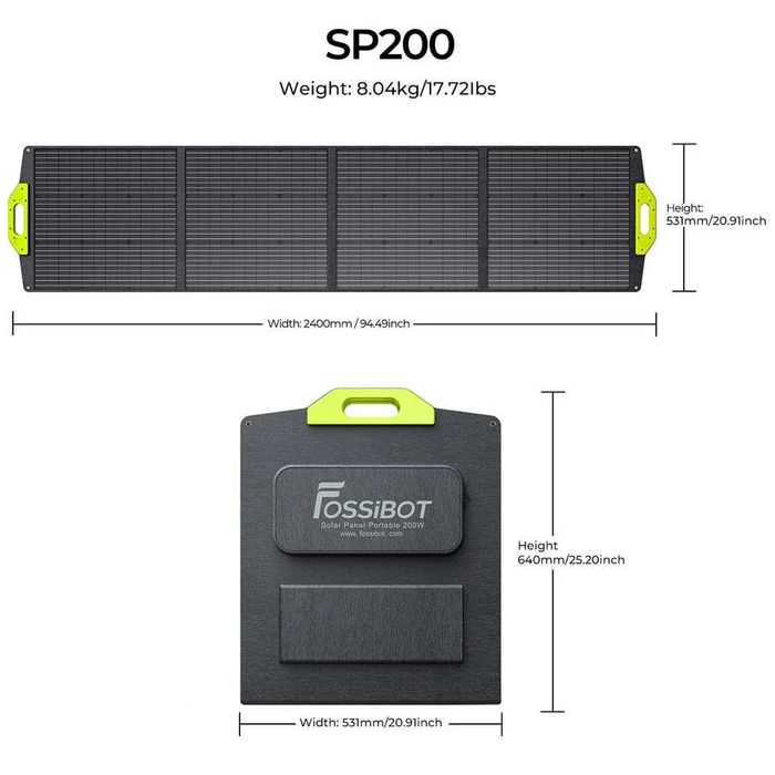 Солнечная панель FOSSiBOT SP200 200Вт складная.