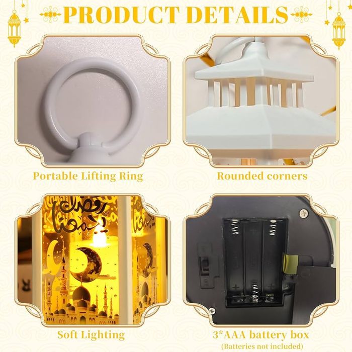 Zecnaud 2 sztuki lampionów dekoracyjnych białe Ramadan