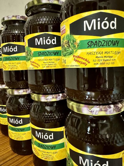 Prawdziwy miód spadziowy IGLASTY 1,2 kg PASIEKA MATLĘGA