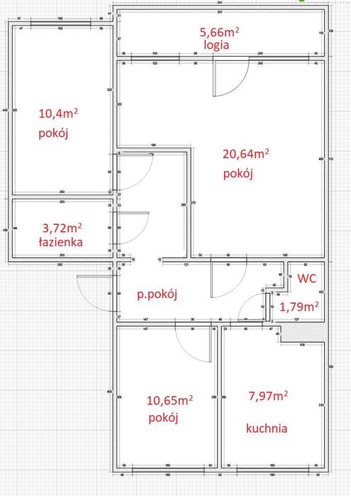 Mieszkanie 3 pokoje 65m2 Rzeszów