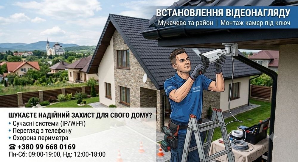 Встановлення відеонагляду Мукачево та район | Монтаж камер під ключ