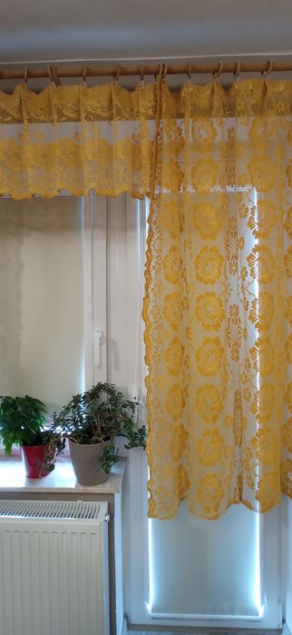 Firana żółta komplet – 2x duża + 1x mała (150x90 i 150x40)