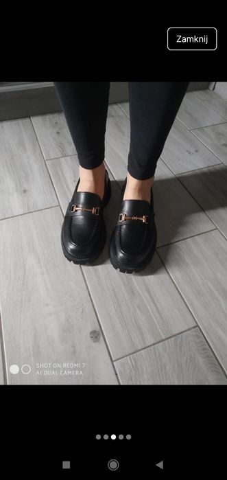 Nowe czarne mokasyny damskie.