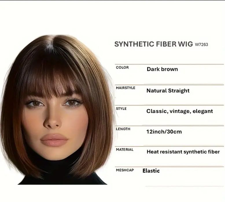 Peruka 30cm maroon oscurio