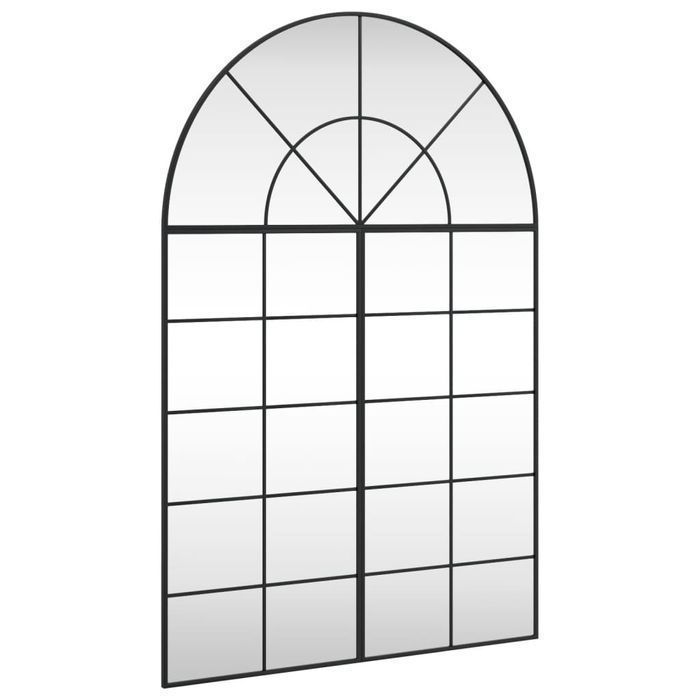 Vidaxl Lustro Ścienne, Czarne, 100X150 Cm, Zakończone Łukiem, Żelazo