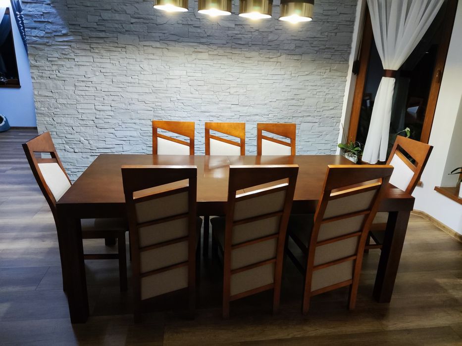 Stół i 12 krzeseł 100x200 100x250 100x300 rozsuwany kasztan