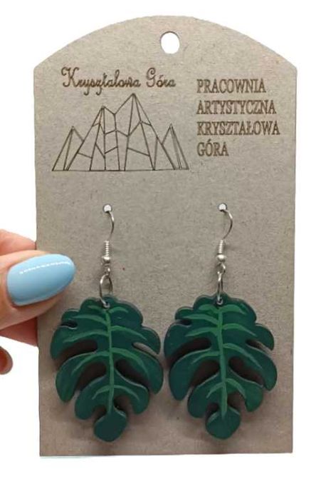 Kolczyki ze sklejki - monstera, rękodzieło