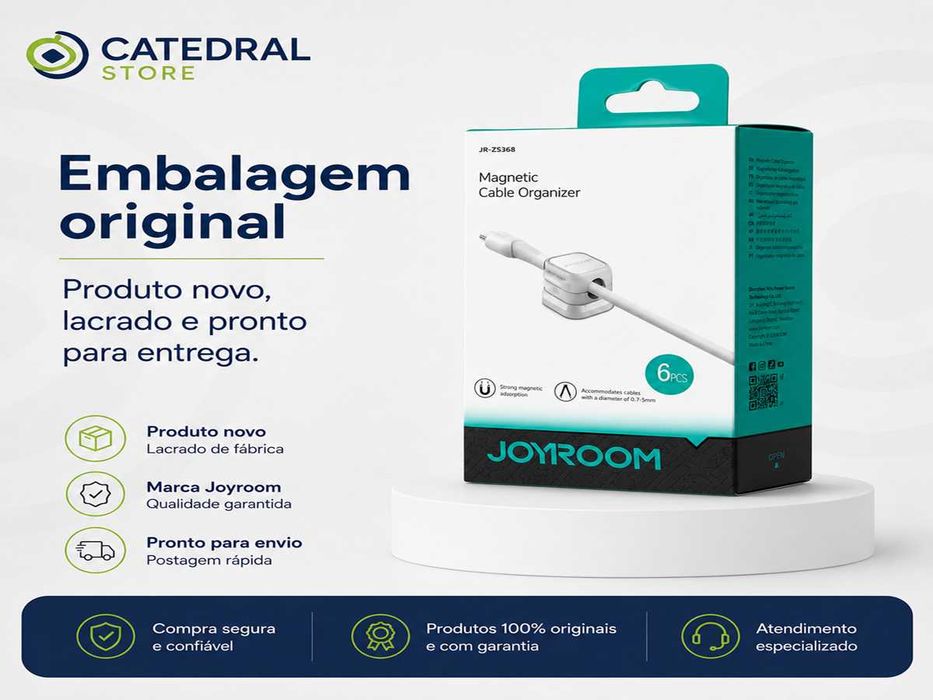 Organizador de Cabos Magnético JOYROOM – 6 Peças Branco