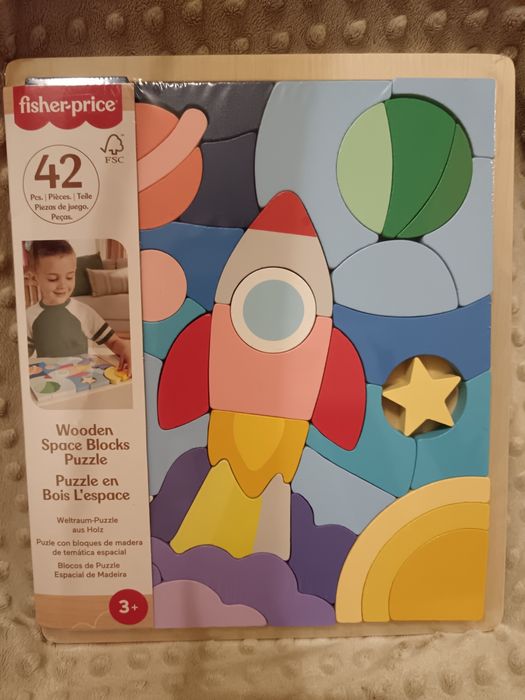 FISHER PRICE drewniane puzzle Kosmos
