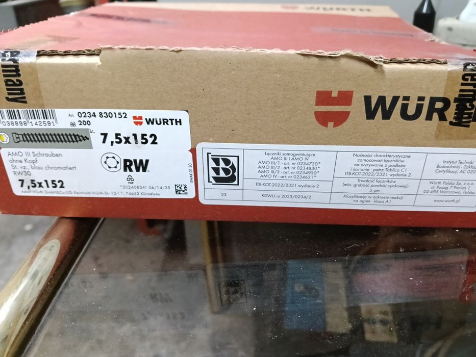 Wurth śruby 7,5x152